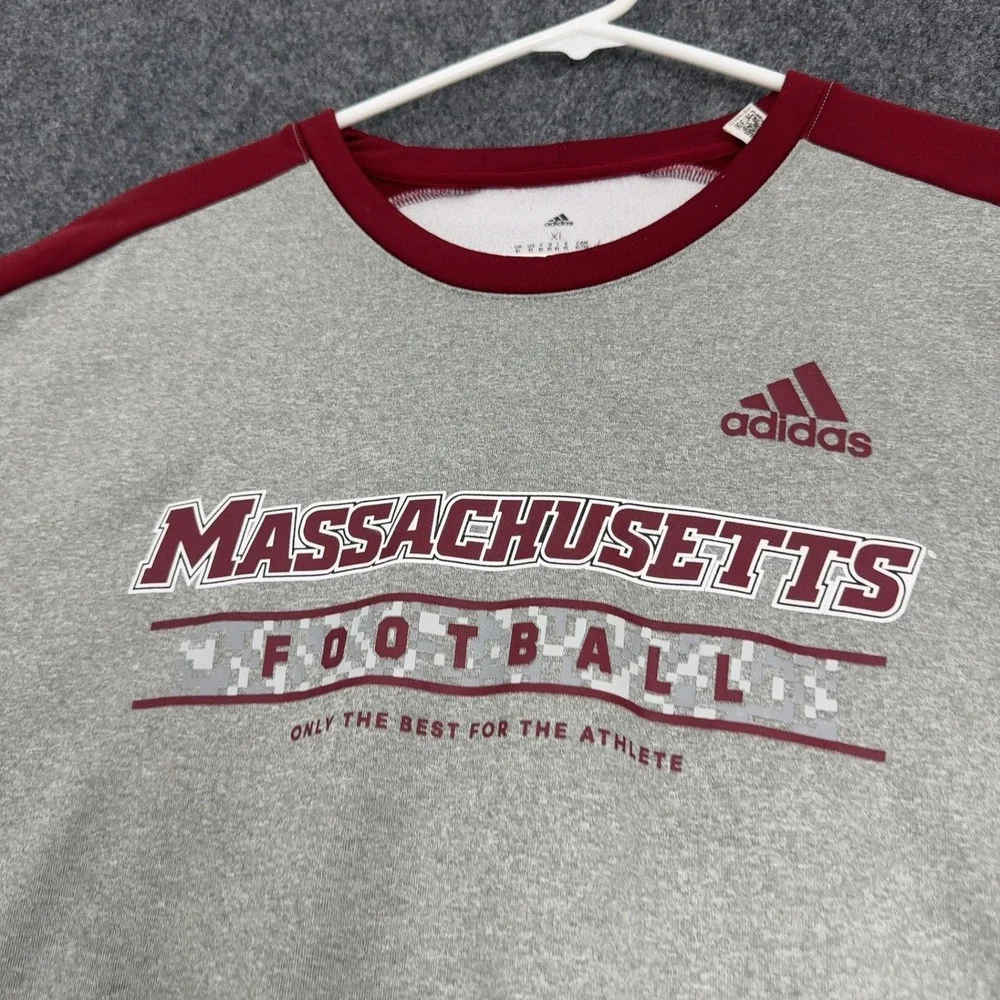 Massachusetts Football Adidas Pullover Mens XL Gray Polyester Aeroready Sporty